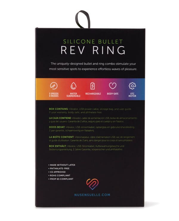 Nu Sensuelle Rev Silicone 7 Function Silicone Bullet Ring w/Flutter Tip  - Navy - Image 5