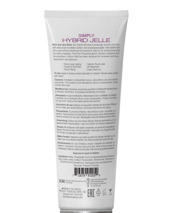 Wicked Sensual Care Simply Hybrid Jelle Lubricant - 4 oz - Image 2