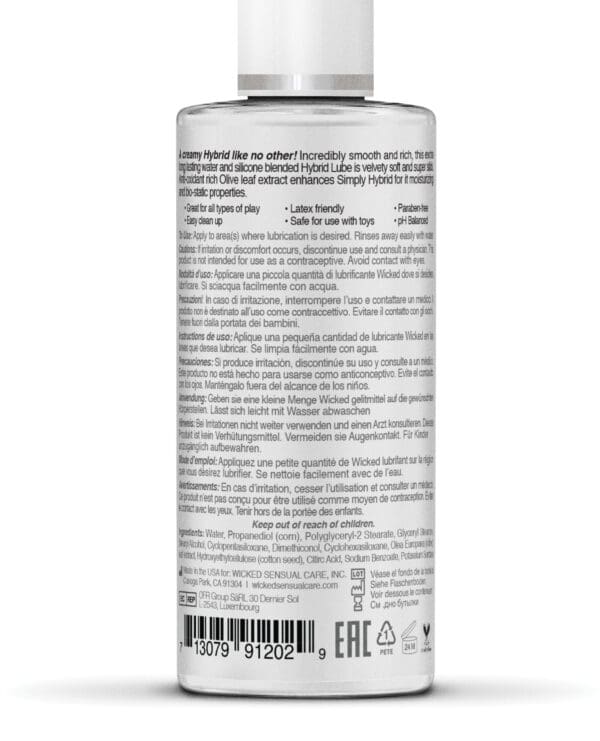 Wicked Sensual Care Simply Hybrid Lubricant - 2.3 oz - Image 2