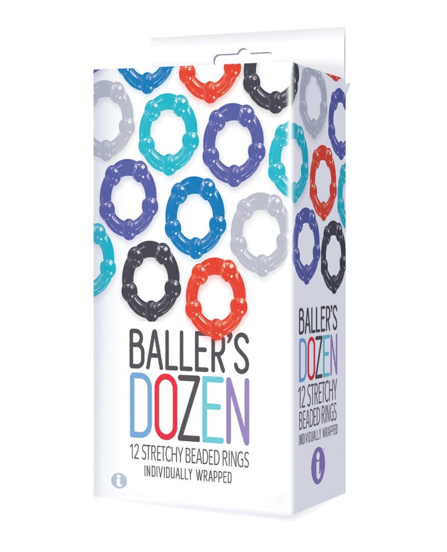 The 9's Baller's Dozen Beaded 12pc Cockring Set - Asst. Colors