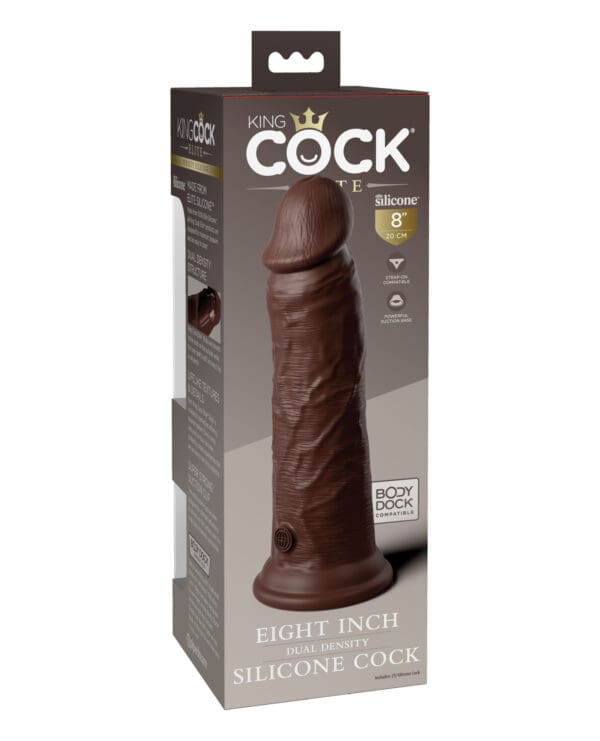 King Cock Elite 8" Dual Density Silicone Cock - Brown - Image 2