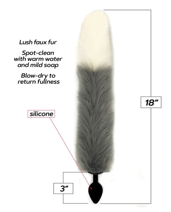 Foxy Fox Tail Silicone Butt Plug - Silver - Image 2
