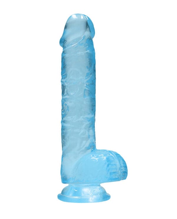Shots RealRock Realistic Crystal Clear 6" Dildo w/Balls - Blue - Image 2