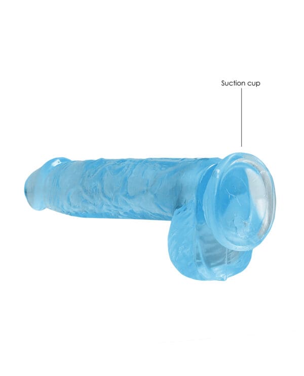 Shots RealRock Realistic Crystal Clear 6" Dildo w/Balls - Blue - Image 4