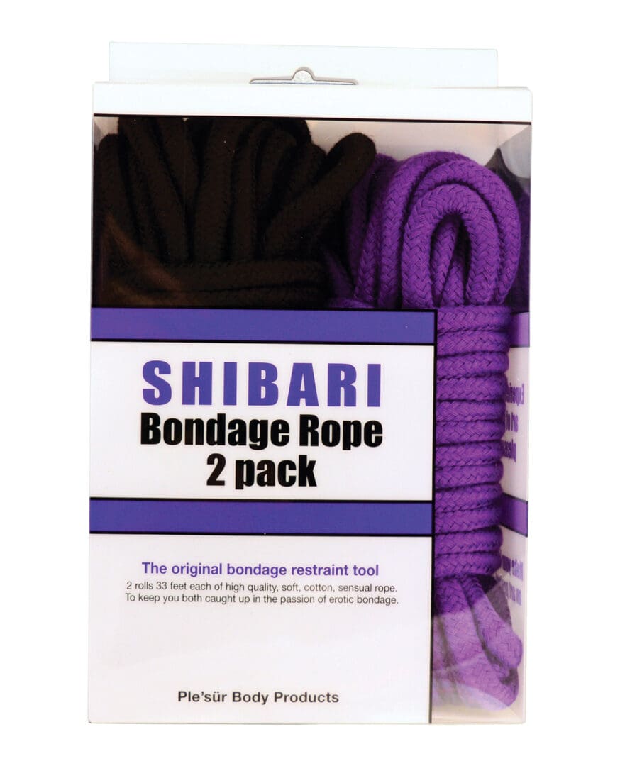 Plesur Cotton Shibari Bondage Rope 2 Pack - Black/Purple - Image 2