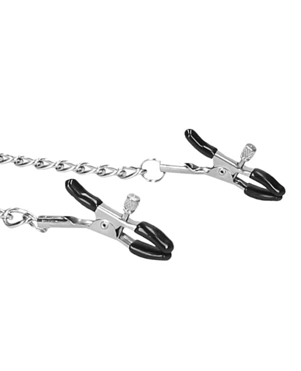 Shots Ouch Black & White Velcro Collar w/Nipple Clamps - Black - Image 4