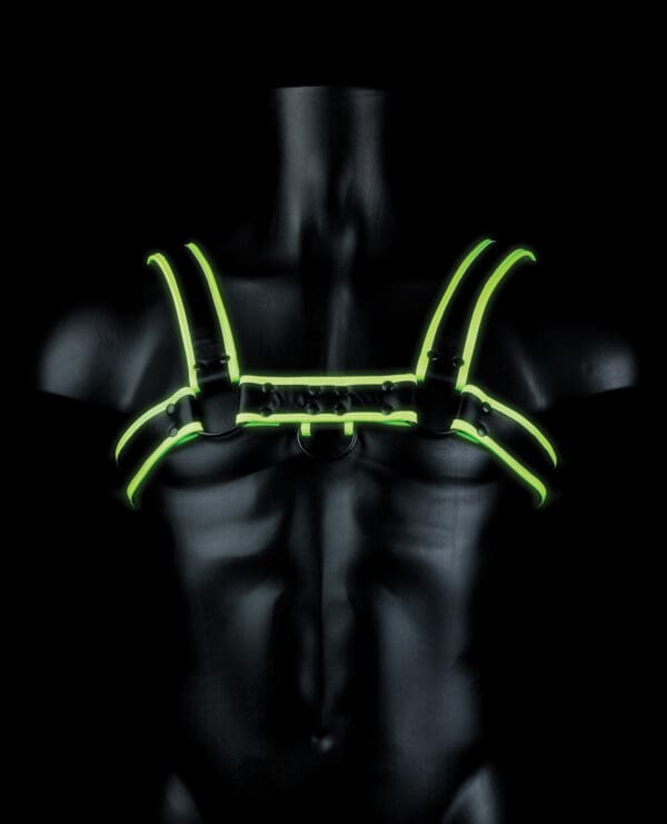 Shots Ouch Chest Bulldog Harness - Glow in the Dark S/M - Image 3