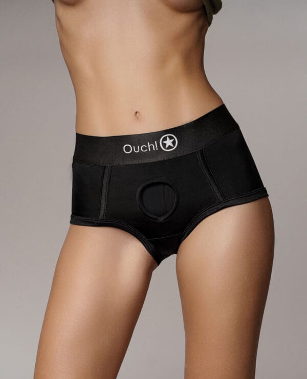 Shots Ouch Vibrating Strap On Brief - Black XS/S - Image 3