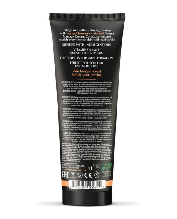 Wicked Sensual Care Orange Blossom & Patchouli Massage Cream  - 4 oz - Image 2