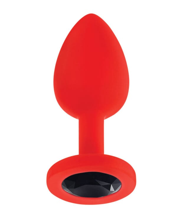 Luv Inc. Jeweled Silicone Butt Plug w/Three Stones - Small Red - Image 4
