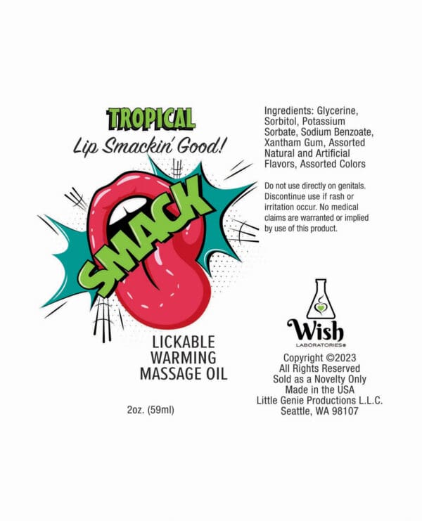 Smack Warming Massage Oil - 2 oz Tropical - Image 2