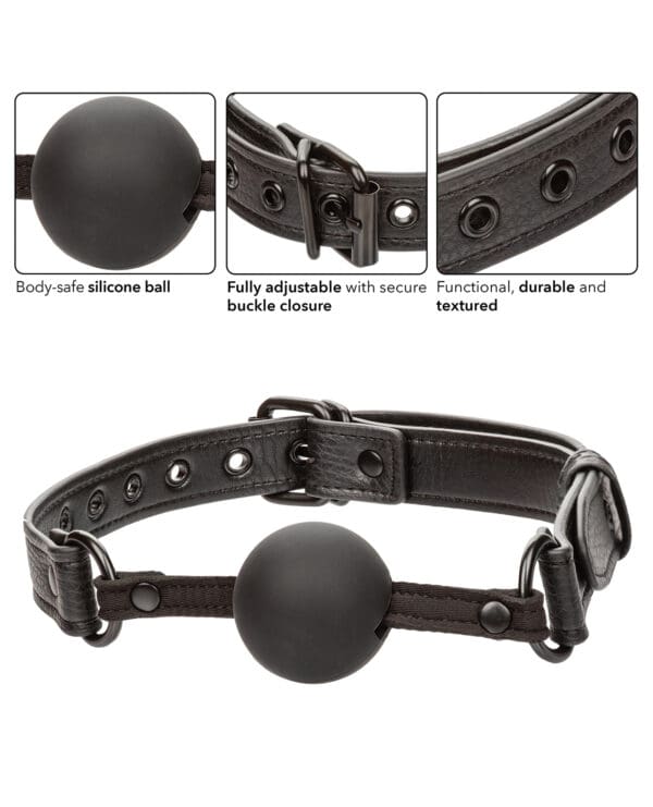 Nocturnal Collection Silicone Ball Gag - Black - Image 3