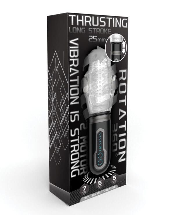 Thrusting, Vibrating & Rotating Oral Sex Masturbator- Black - Image 5