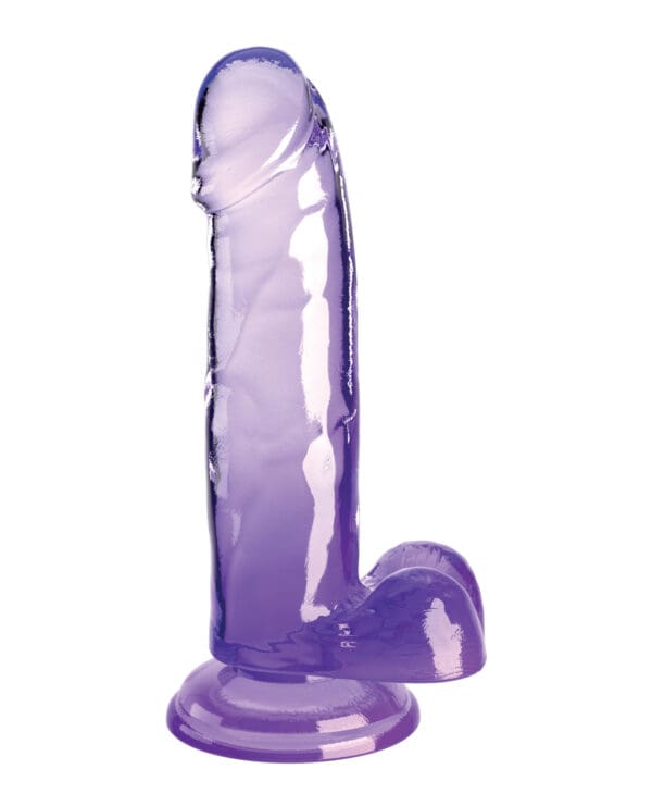King Cock Clear 7" Cock w/Balls - Purple - Image 2