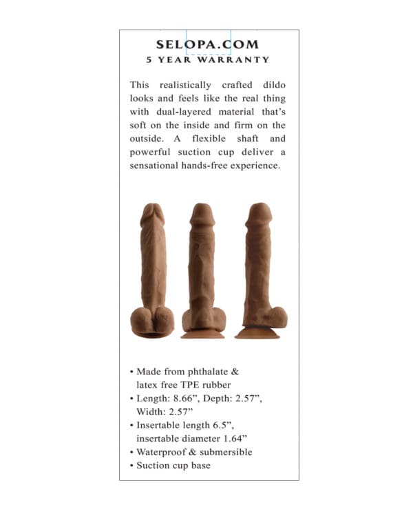 Selopa 6.5" Natural Feel Dildo - Dark - Image 5