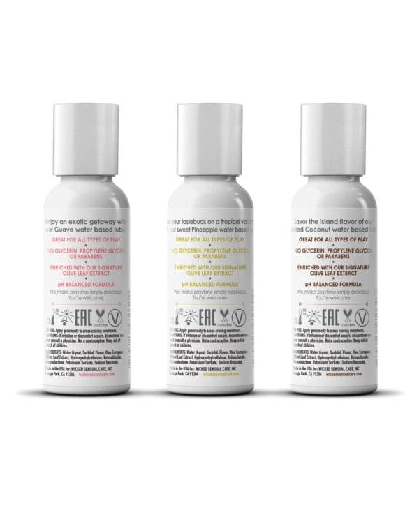 Wicked Sensual Care Tropical Trio Travel Size Flavored Lubes - 1 oz Bottles - Image 3