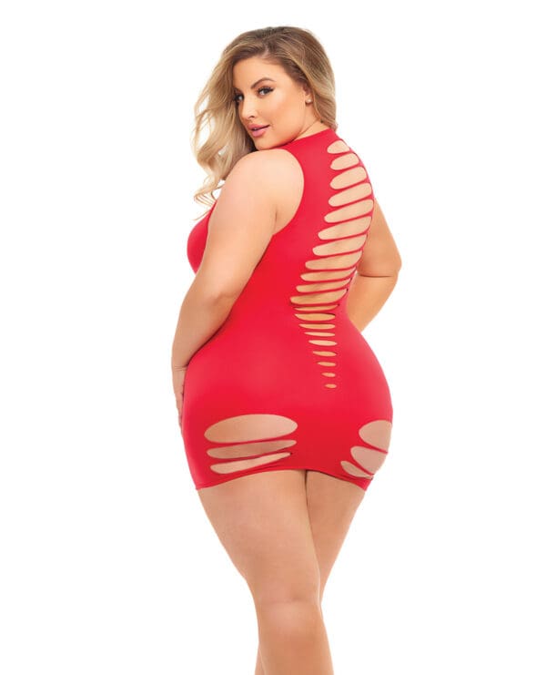Pink Lipstick Can't Commit Shredded Dress (Fits up to 3X) Red QN - Image 2