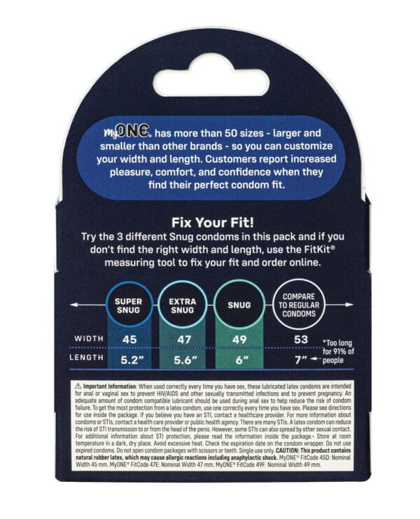My One Snug Sampler Condoms - Pack of 3 - Image 2