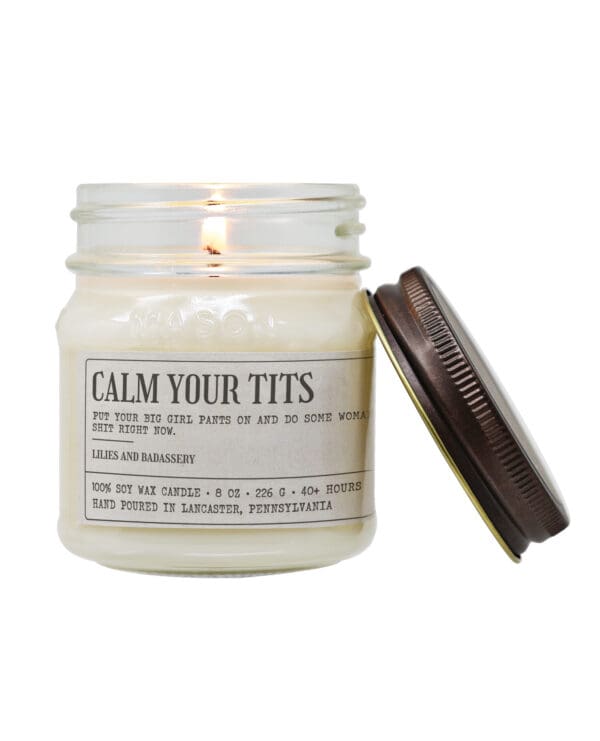 Calm Your Tits - Funny Candle 8oz Soy Wax - Image 3