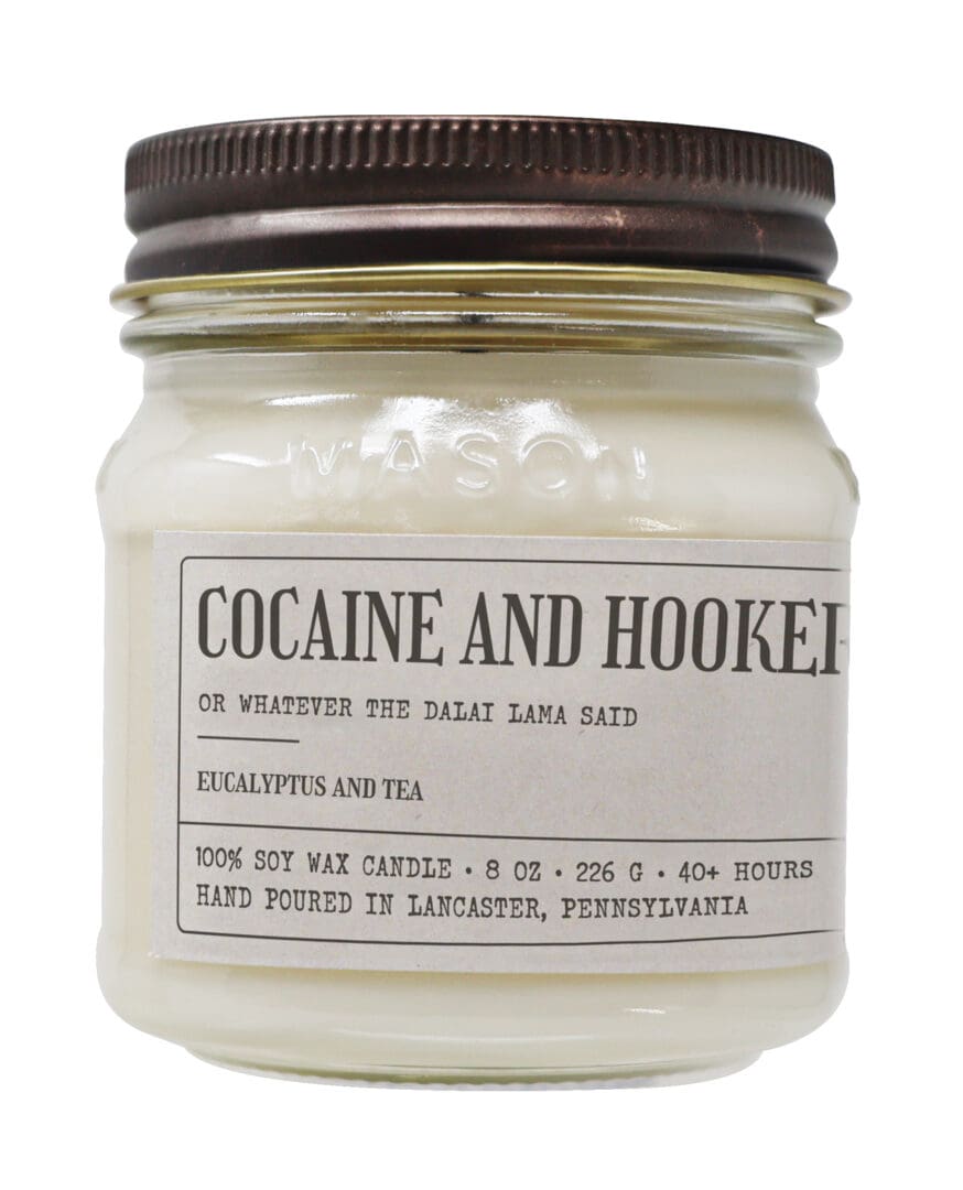 Cocaine And Hookers - Funny Candle 8oz Soy Wax