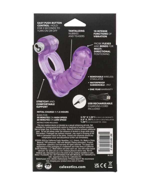 Double Diver Vibrating Enhancer w/Flexible Penetrator - Purple - Image 2
