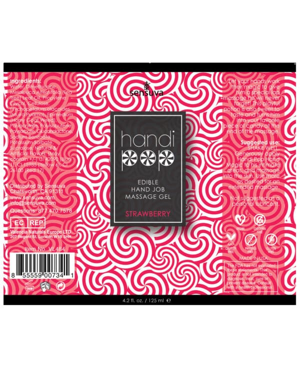 Handipop Hand Job Massage Gel - 4.2 oz Bottle Strawberry - Image 2