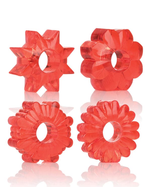 Basic Essentials Rings - Red Set of 4 - Image 3