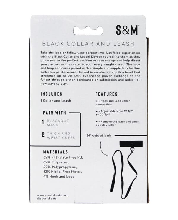 Sex & Mischief Leash & Collar - Black - Image 3