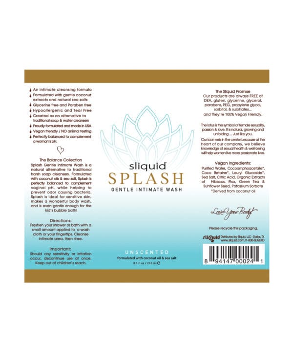 Sliquid Splash Feminine Wash - 8.5 oz Unscented - Image 3