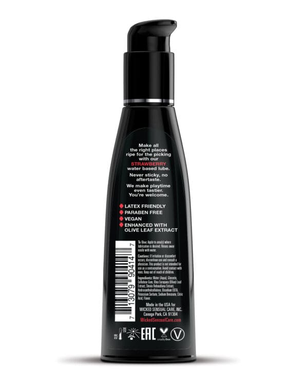 Wicked Sensual Care Aqua Water Based Lubricant - 4 oz Strawberry - Image 2