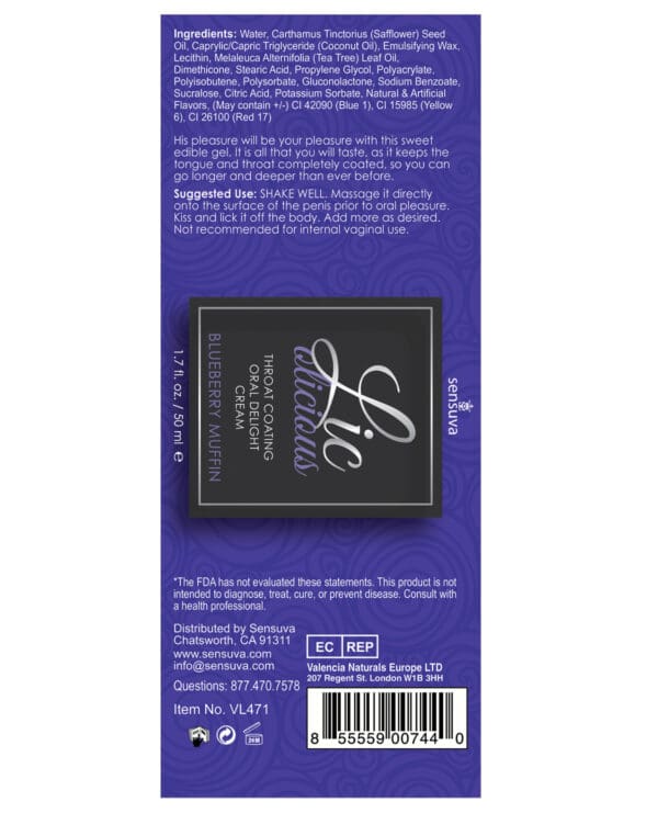Lic O Licious Oral Delight Cream - 1.7 oz Blueberry Muffin - Image 2
