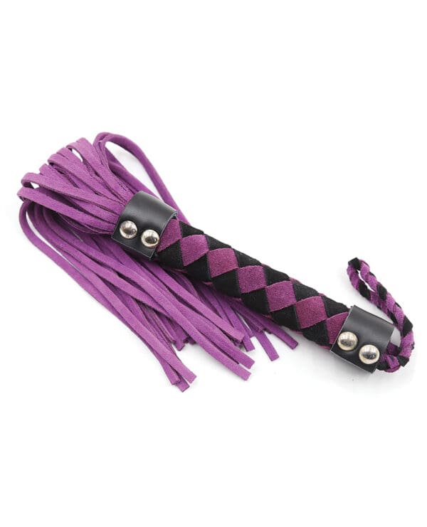Plesur 15" Leather Flogger - Purple - Image 2