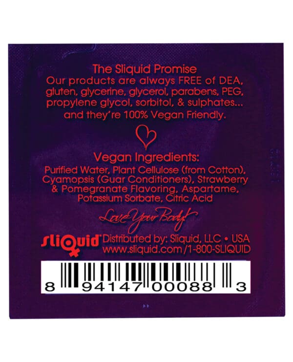 Sliquid Swirl Lubricant Pillow - .17 oz Strawberry Pomegranate - Image 2