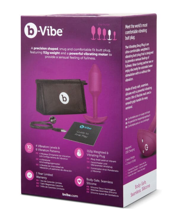 b-Vibe Vibrating Weighted Snug Plug M - 112 g Rose - Image 2
