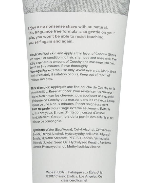 COOCHY Shave Cream - 3.4 oz Au Natural - Image 2