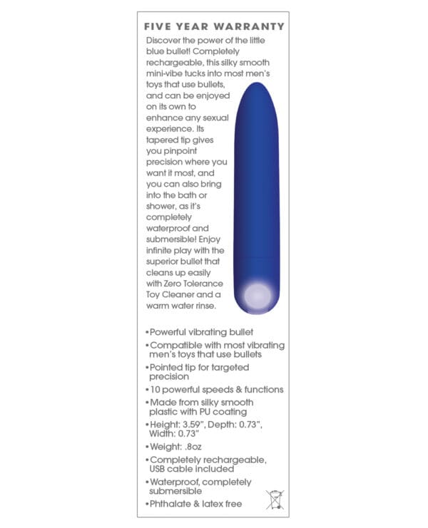 Zero Tolerance All Mighty Rechargeable Bullet - Blue - Image 2