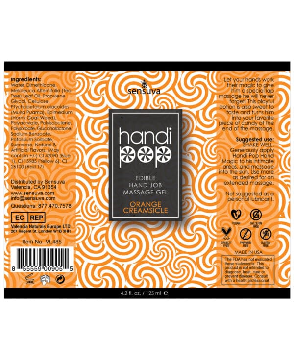Handipop Hand Job Massage Gel - 4.2 oz Orange Creamsicle - Image 2