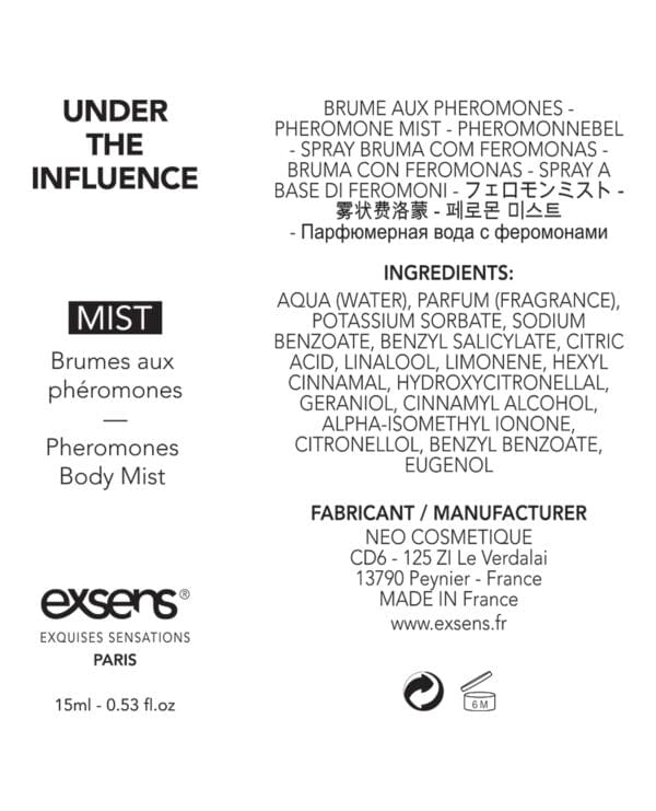 EXSENS of Paris Body Mist with Pheromones - 15 ml Under the Influence - Image 2