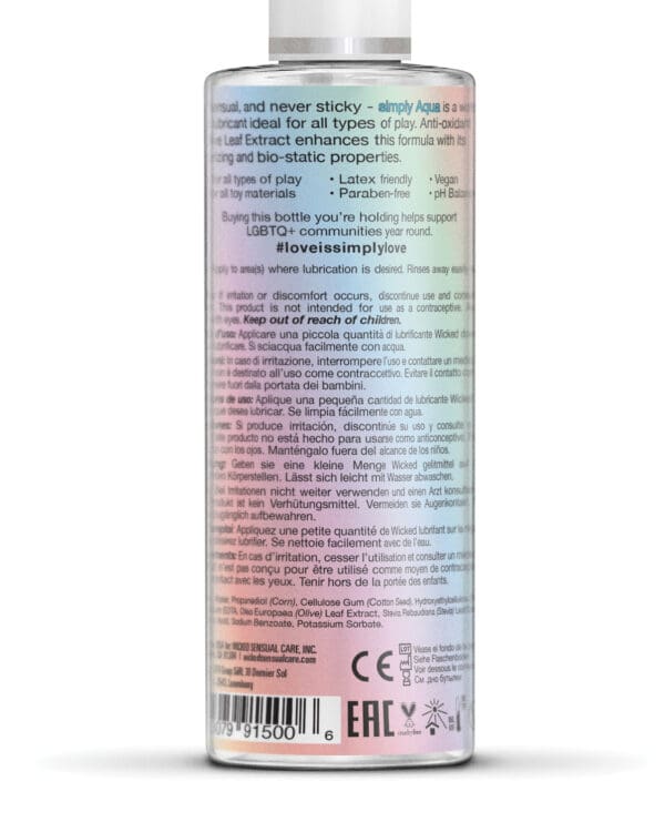 Wicked Sensual Care Simply Aqua Special Edition Water Based Lubricant - 4 oz - Image 2