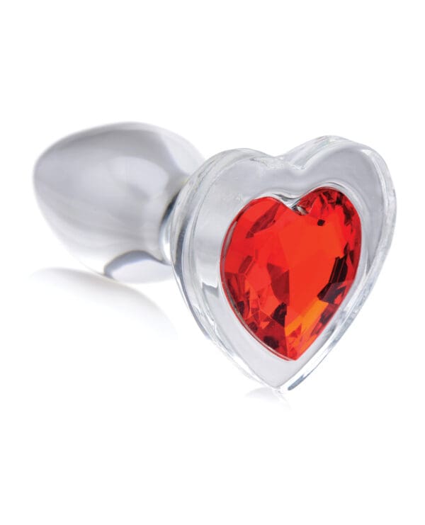 Booty Sparks Red Heart Gem Glass Anal Plug - Small - Image 3