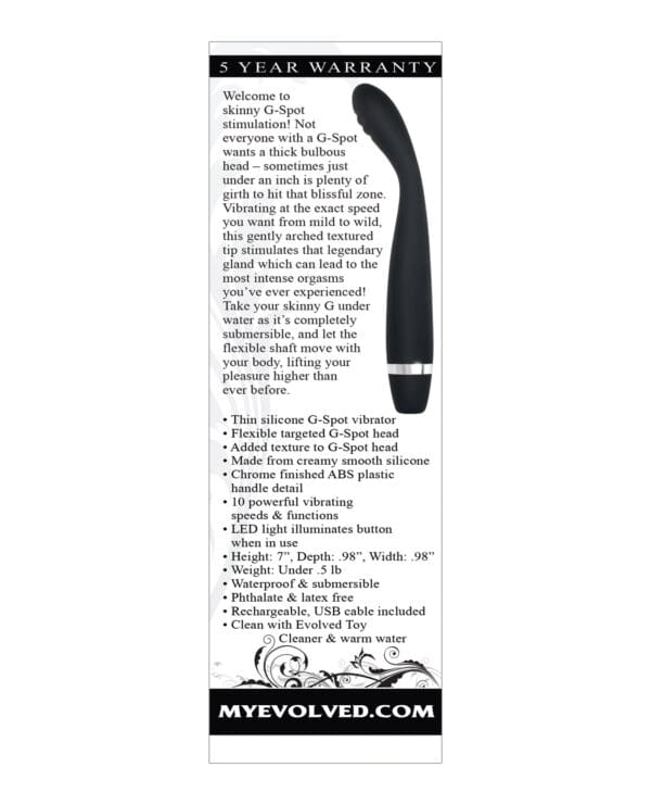 Evolved Skinny G  Silicone G Spot Vibrator - Black - Image 2