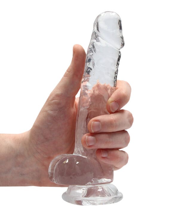 Shots RealRock Realistic Crystal Clear 7" Dildo w/Balls - Transparent Clear - Image 5