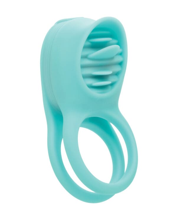 Couple's Enhancers Silicone Rechargeable French Kiss Enhancer - Teal - Image 3