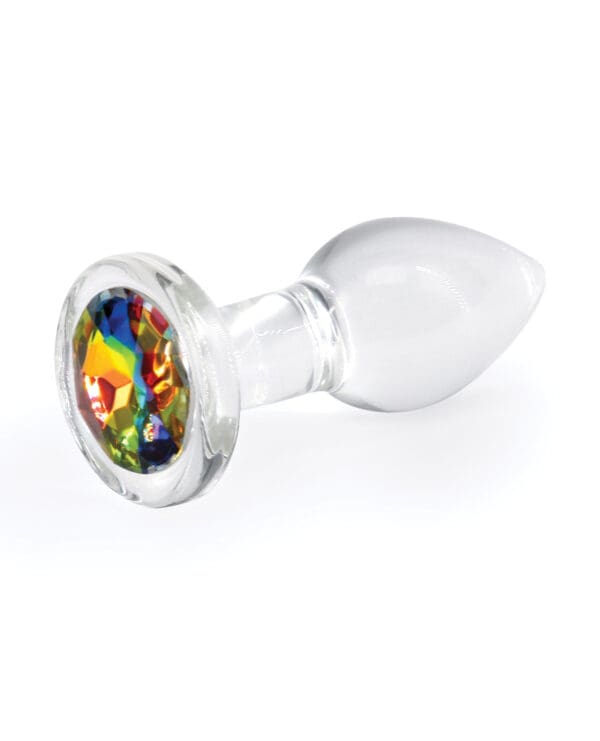 Crystal Desires Glass Round Gem Butt Plug Small - Rainbow - Image 3