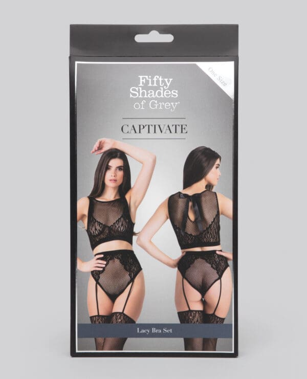 Fifty Shades of Grey Captivate Lacy Bra Set Black O/S - Image 5
