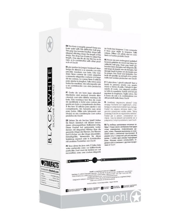 Shots Ouch Black & White Silicone Ball Gag - Black - Image 2