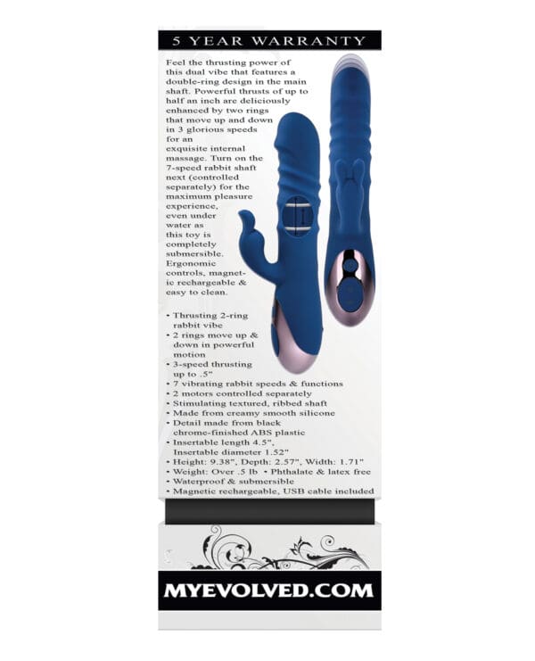 Evolved The Ringer Rechargeable Thrusting Rabbit - Blue - Image 2