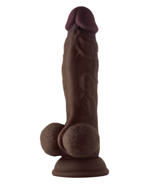 Shaft Model A Flexskin Liquid Silicone 9.5" Dong w/Balls - Mahogany - Image 2