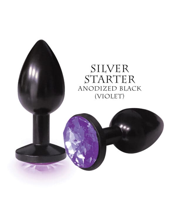 The 9's The Silver Starter Bejeweled Round Stainless Steel Plug - Black/Violet - Image 2