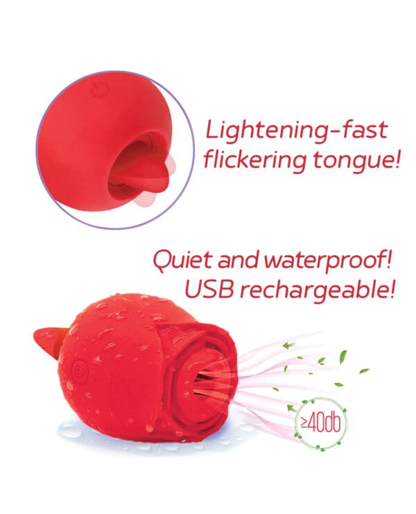 Wild Rose & Tongue Vibrator - Red - Image 4